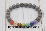 CGB6326 8mm rainbow labradorite 7 chakra beaded mala stretchy bracelets