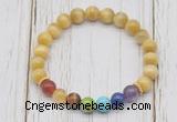 CGB6329 8mm golden tiger eye 7 chakra beaded mala stretchy bracelets