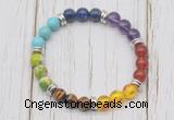 CGB6341 8mm 7 chakra gemstone beaded mala stretchy bracelets