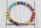 CGB6342 8mm 7 chakra gemstone beaded mala stretchy bracelets