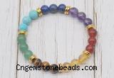 CGB6343 8mm 7 chakra gemstone beaded mala stretchy bracelets