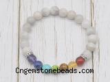 CGB6350 8mm white crazy lace agate 7 chakra beaded mala stretchy bracelets