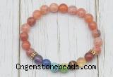 CGB6353 8mm fire agate 7 chakra beaded mala stretchy bracelets