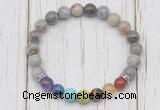 CGB6355 8mm silver needle agate 7 chakra beaded mala stretchy bracelets