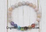 CGB6356 8mm colorful agate 7 chakra beaded mala stretchy bracelets