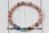 CGB6360 8mm wooden jasper 7 chakra beaded mala stretchy bracelets