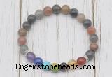 CGB6362 8mm fancy jasper 7 chakra beaded mala stretchy bracelets