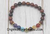 CGB6365 8mm mahogany obsidian 7 chakra beaded mala stretchy bracelets