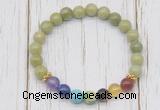 CGB6370 8mm China jade 7 chakra beaded mala stretchy bracelets