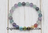 CGB6374 8mm fluorite 7 chakra beaded mala stretchy bracelets