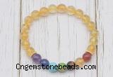 CGB6377 8mm citrine 7 chakra beaded mala stretchy bracelets