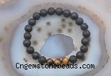 CGB6400 8mm round black lava & yellow tiger eye beaded bracelets