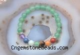 CGB6429 8mm round green aventurine 7 chakra beads bracelet wholesale