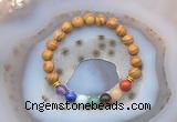 CGB6433 8mm round wooden jasper 7 chakra beads bracelet wholesale