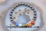 CGB6435 8mm round hematite 7 chakra beads bracelet wholesale