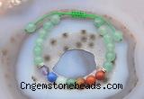 CGB6443 8mm round green aventurine 7 chakra beads adjustable bracelets
