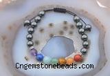 CGB6450 8mm round hematite 7 chakra beads adjustable bracelets