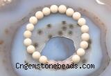 CGB6456 8mm round matte white fossil jasper & rose quartz beaded bracelets