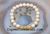 CGB6459 8mm round matte white fossil jasper & citrine beaded bracelets