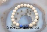 CGB6465 8mm round matte white fossil jasper & lapis lazuli beaded bracelets