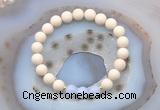 CGB6469 8mm round matte white fossil jasper & blue lace agate beaded bracelets