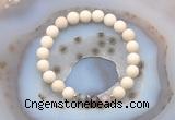 CGB6470 8mm round matte white fossil jasper & Botswana agate beaded bracelets