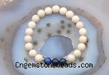 CGB6477 8mm round matte white fossil jasper & blue tiger eye beaded bracelets