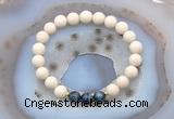 CGB6478 8mm round matte white fossil jasper & blue tiger eye beaded bracelets