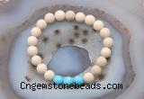 CGB6491 8mm round matte white fossil jasper & blue howlite beaded bracelets