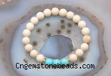 CGB6492 8mm round matte white fossil jasper & blue howlite beaded bracelets