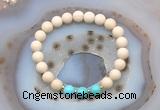 CGB6493 8mm round matte white fossil jasper & blue howlite beaded bracelets