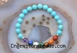 CGB6497 8mm round blue howlite 7 chakra beads bracelet wholesale