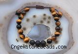 CGB6581 8mm round yellow tiger eye & black lava adjustable bracelets