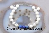 CGB6594 8mm round matte white howlite & lapis lazuli adjustable bracelets