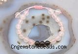 CGB6599 8mm round rose quartz & smoky quartz adjustable bracelets