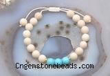 CGB6602 8mm round white fossil jasper & blue howlite adjustable bracelets