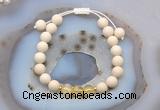 CGB6612 8mm round matte white fossil jasper & citrine adjustable bracelets