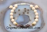 CGB6620 8mm round white fossil jasper & Botswana agate adjustable bracelets