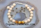 CGB6628 8mm round white fossil jasper & golden tiger eye adjustable bracelets