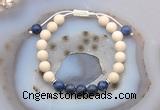 CGB6639 8mm round white fossil jasper & sodalite adjustable bracelets