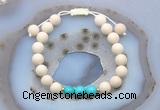 CGB6642 8mm round white fossil jasper & turquoise adjustable bracelets