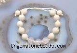 CGB6646 10mm round white fossil jasper & rose quartz adjustable bracelets