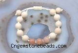 CGB6649 10mm round white fossil jasper & moonstone adjustable bracelets