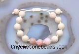 CGB6650 10mm round white fossil jasper & pink opal adjustable bracelets