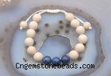 CGB6671 10mm round white fossil jasper & dumortierite adjustable bracelets