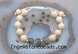 CGB6673 10mm round white fossil jasper & labradorite adjustable bracelets