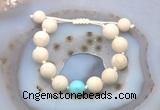 CGB6703 12mm round white fossil jasper & blue howlite adjustable bracelets