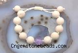 CGB6716 12mm round white fossil jasper & lavender amethyst adjustable bracelets