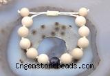 CGB6717 12mm round white fossil jasper & dogtooth amethyst adjustable bracelets