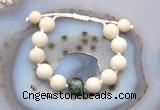 CGB6726 12mm round white fossil jasper & African turquoise adjustable bracelets